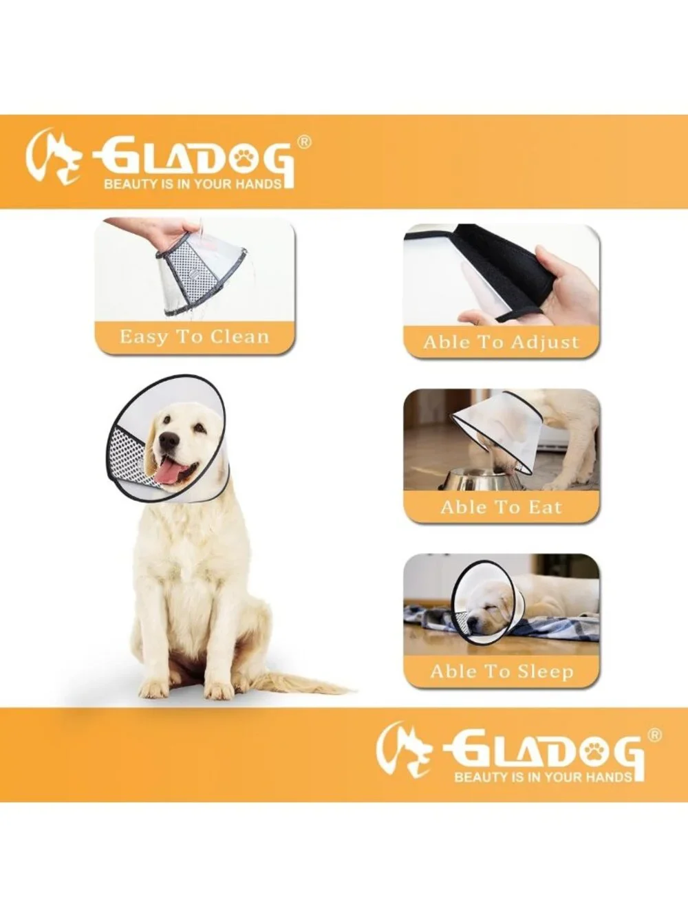 Soft Adjustable Dog Cone Collar - 2 PCS Recovery E-Collar for All Sizes, Comfy